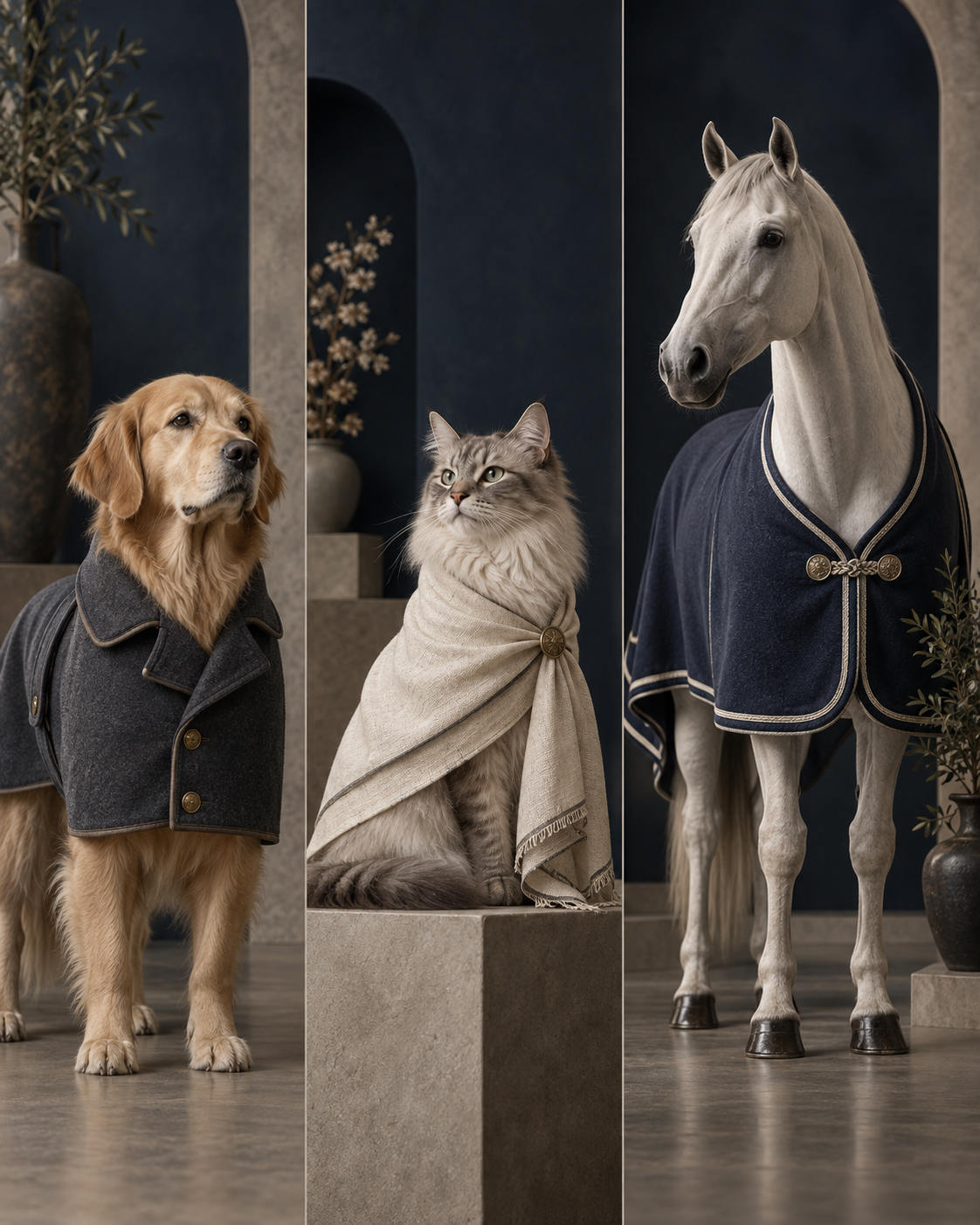 Luxury wool coat for a dog