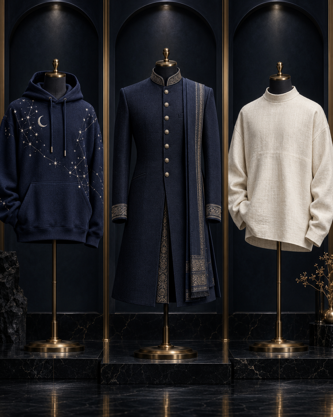 Three ready-made garments from the Yogi666, AngloSikh and Archive houses
